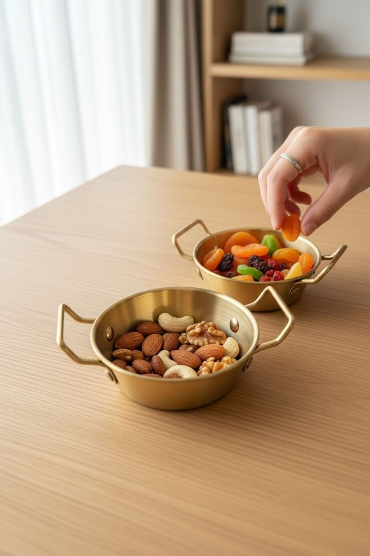 2’li Kulplu Tava Görünümlü Mini Gold Sunumluk Seti – Dekoratif Küçük Sunum Tabağı 310 ml