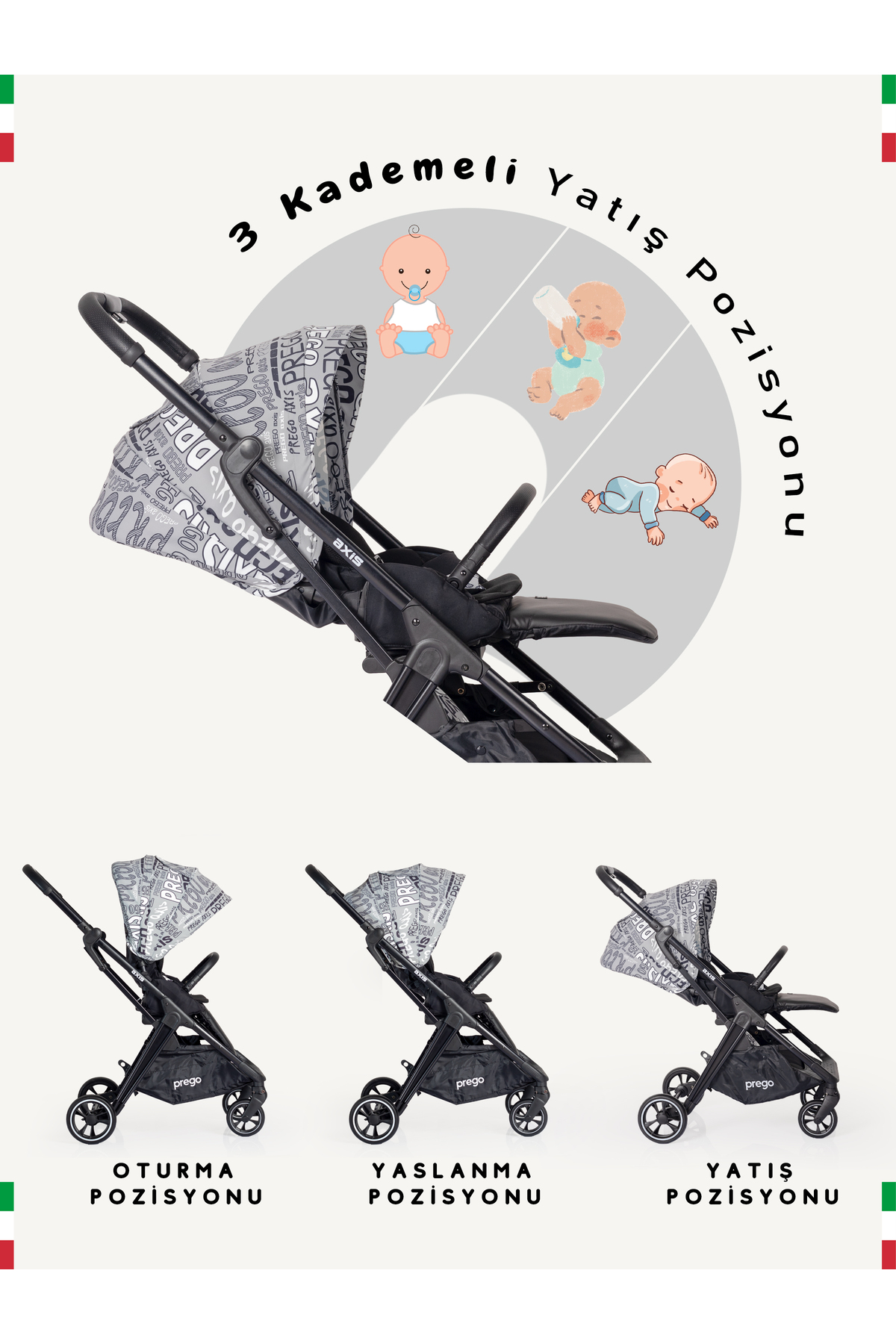 Prego Axis 360 Derece Dönebilen Oturma Üniteli Çift Yönlü Bebek Arabası fotoğrafı 5 (önizleme)