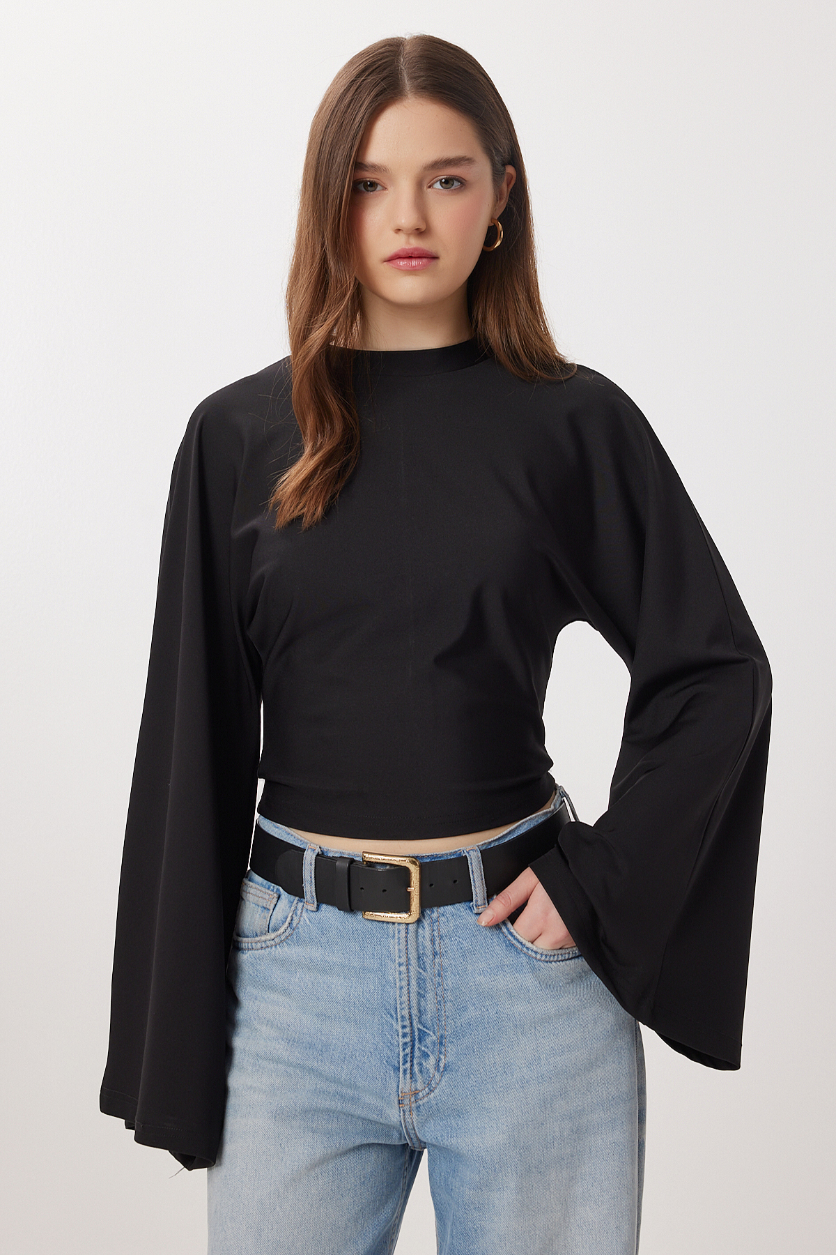 Lovelyİstanbul  İspanyol Kol Örme Bluz LRN0021 SİYAH - Görsel 2