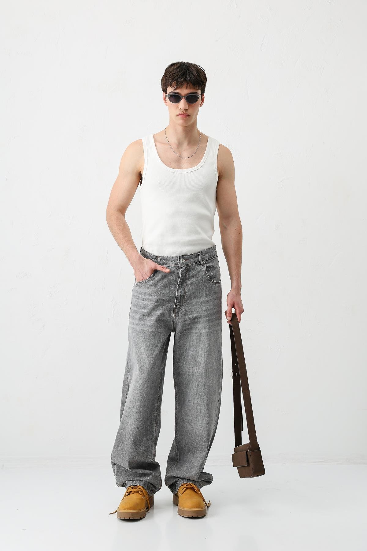 VAMOSCLO SuperBaggy Fit Jean Antrasit görsel 2