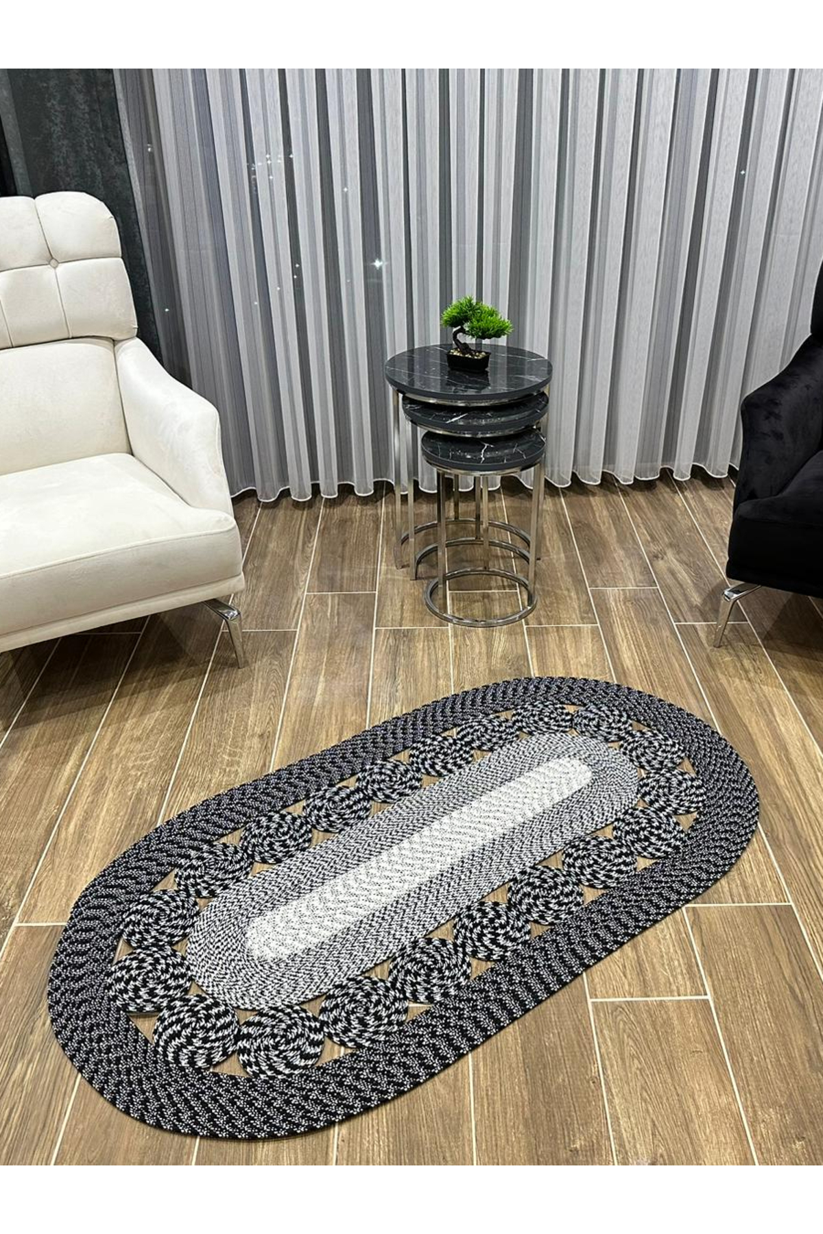 JÜT OVAL DEKORATİF EL ÖRGÜSÜ HALI KİLİM YOLLUK 2