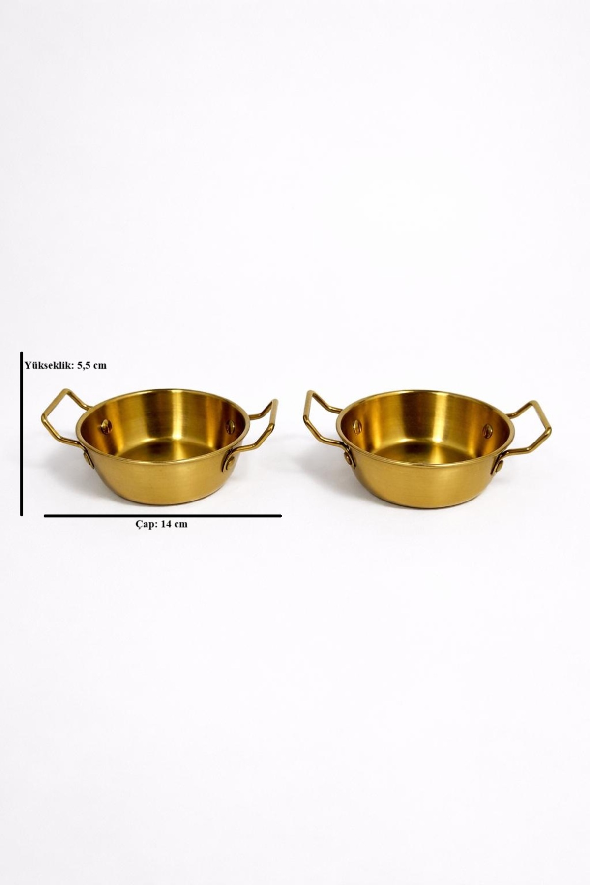 2’li Kulplu Tava Görünümlü 14 cm Gold Sunumluk Seti – Dekoratif Sunum Tabağı