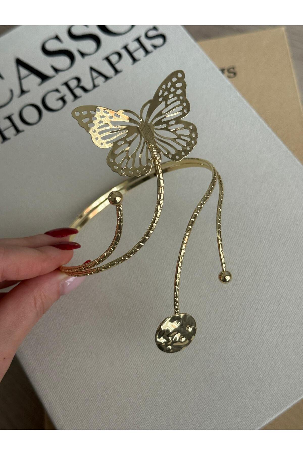 İREM YILDIZ 316L Çelik Gold Arma CUFF Kol Kelepçe Bileklik