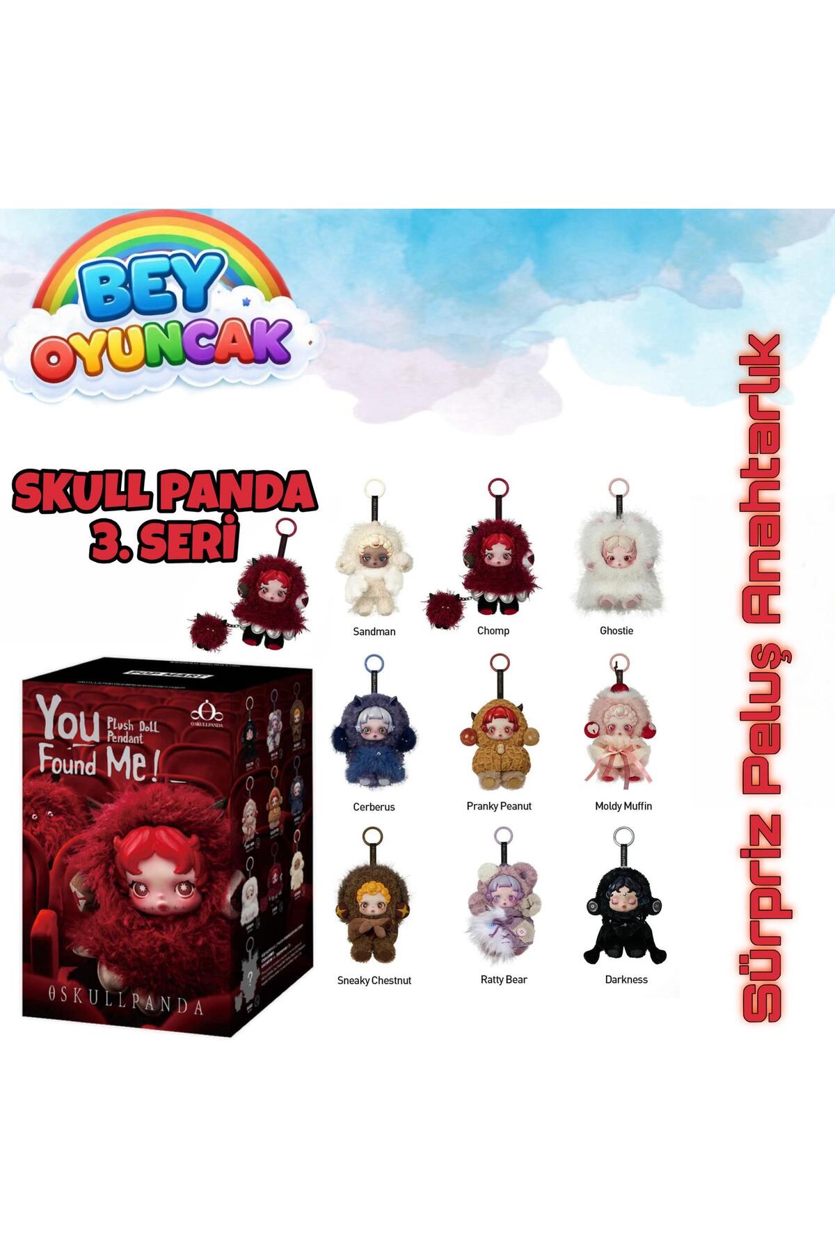 Popmart Skullpanda 3体セット Pop Mart x Skullpanda SKULLPANDA 3.SERİ PELUŞ ANAHTARLIK - Fiyatı