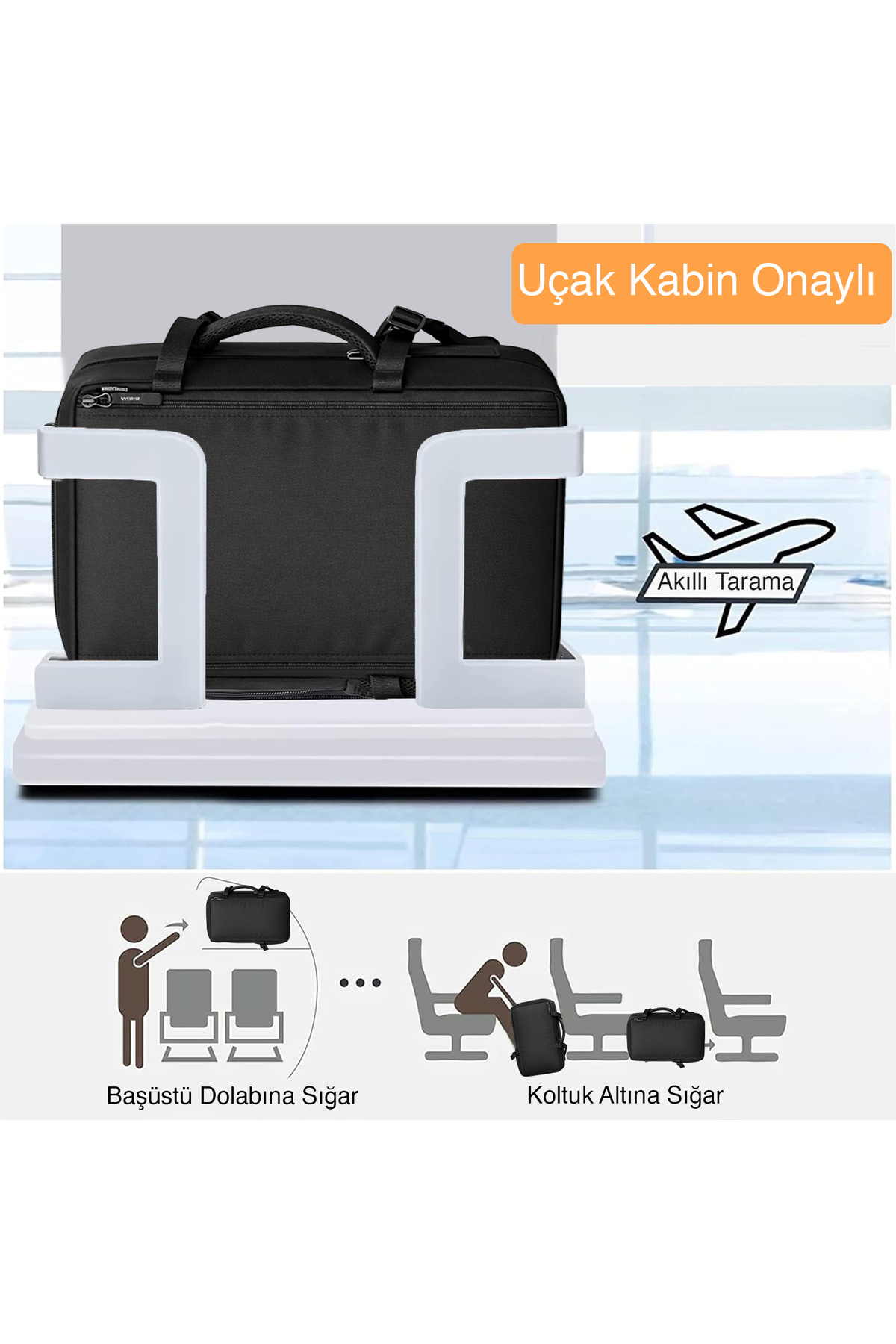 HAEGS  Seyahat Sırt Çantası, 3in1 Dönüştürülebilir Uçak Kabin Onaylı Çanta Kadın, Erkek için Koyu Gri - Görsel 5