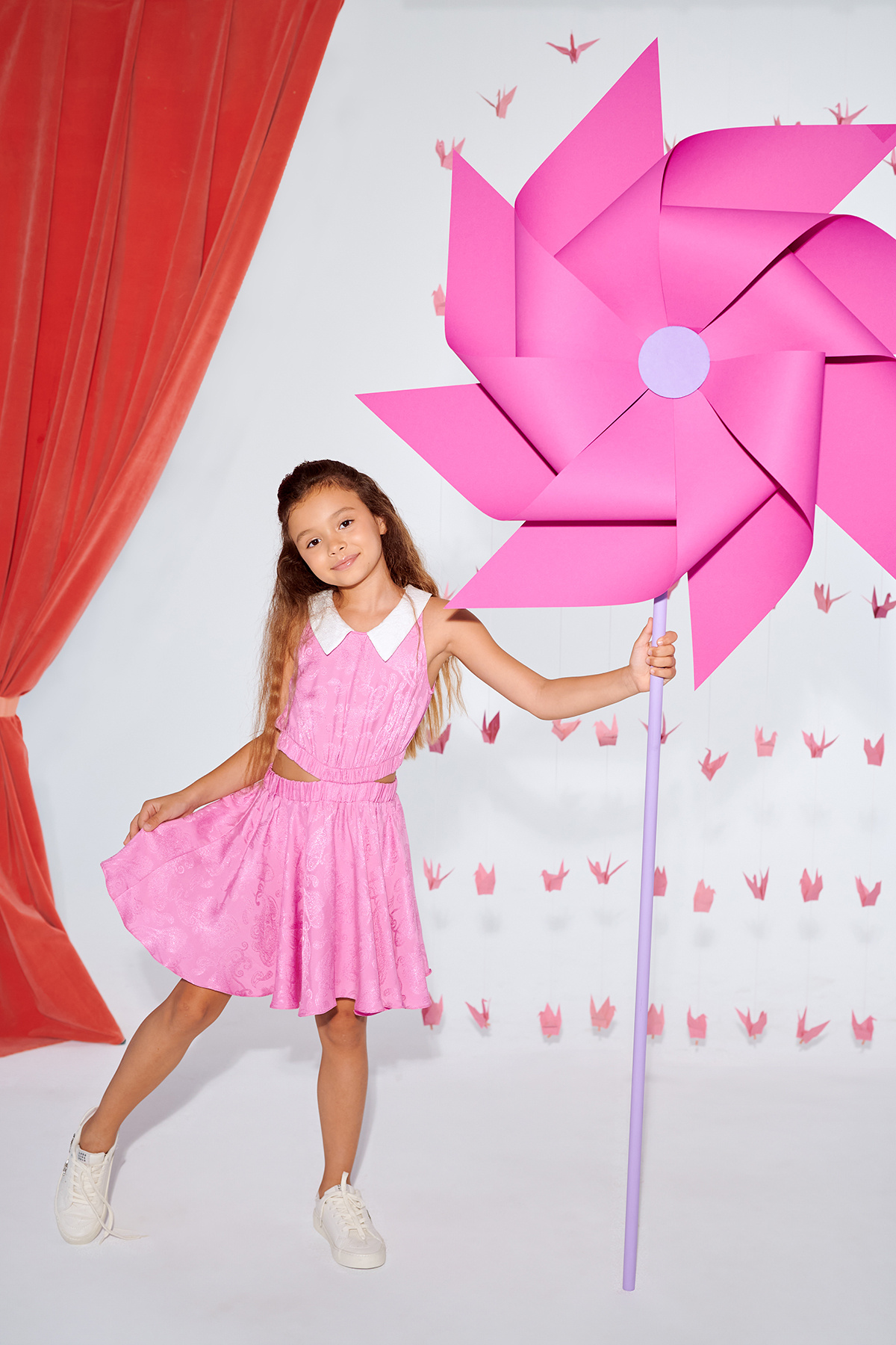 SheShe CUT OUT BEL DETAYLI PEMBE ELBİSE