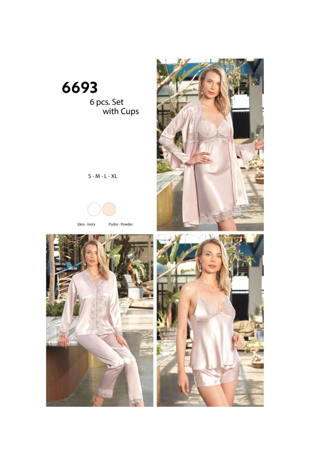 Nurteks 6693- 6’lı Saten Takım Dantelli Çeyiz Seti