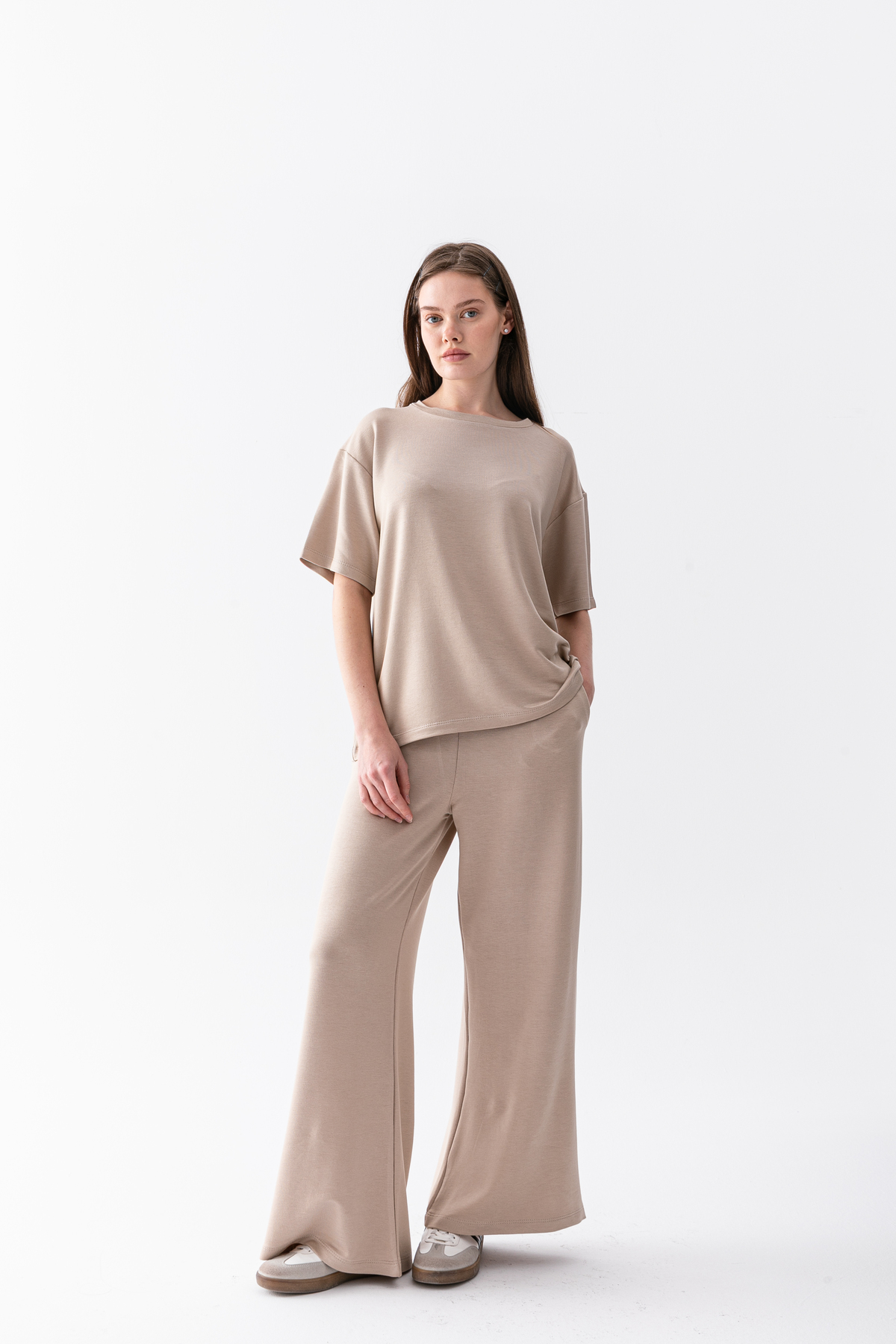 Women's Casual Short Sleeve T-Shirt and Wide Leg Pants 2pcs Set Daily Stylish Combination