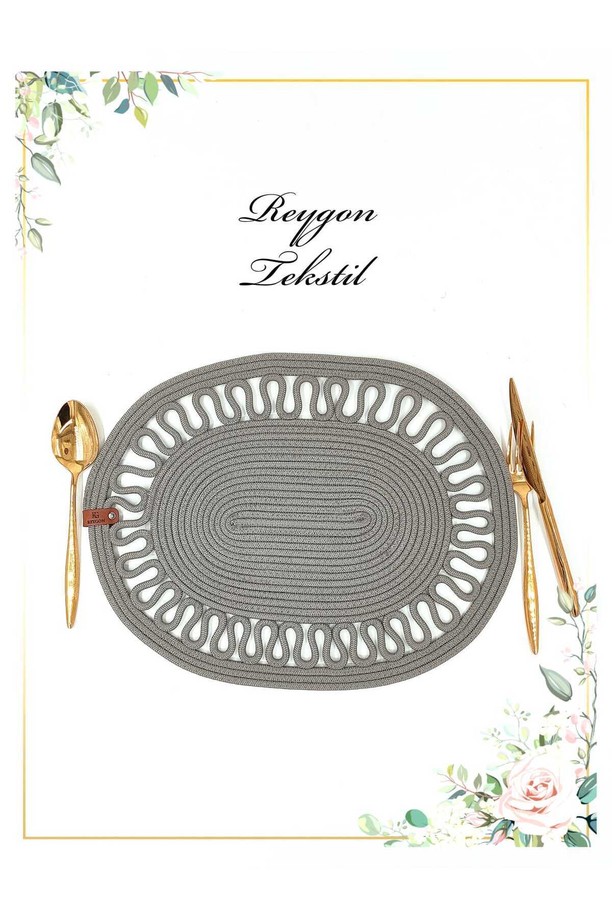 %100 DOĞAL JÜT İP EL YAPIMI OVAL SUPLA (HASIR AMERİKAN SERVİS)