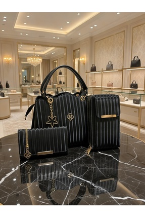 Nakişce 3'lü Kombin Omuz Ve Kol Çantası, Kartlık Ve Telefonluk Günlük Çanta