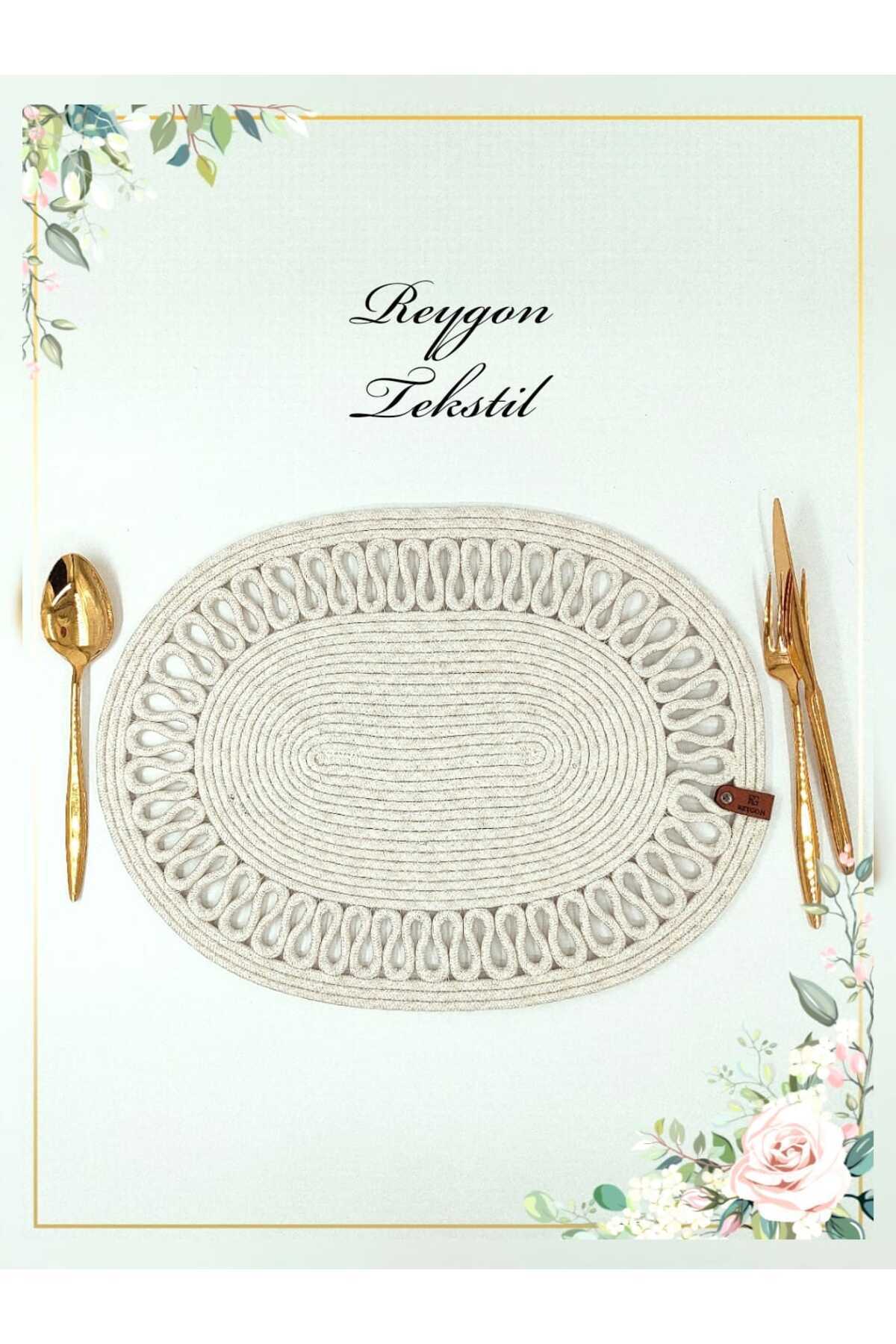 %100 DOĞAL JÜT İP EL YAPIMI OVAL SUPLA (HASIR AMERİKAN SERVİS)