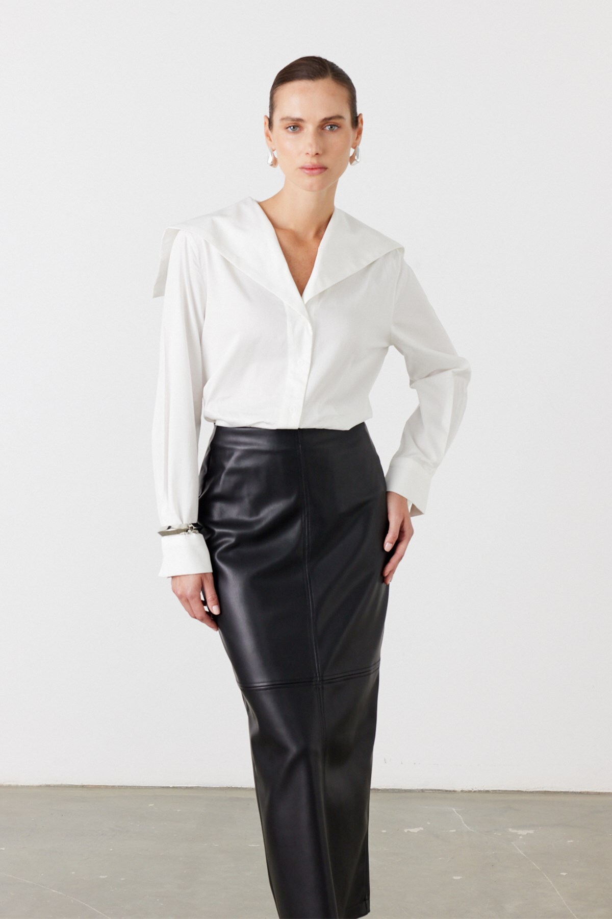 FACETTE  Suni Deri Midi Etek Siyah - Görsel 2