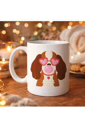 YOUDAY ACCESSORIES Sevimli Köpek Figürlü Kalpli Gözlüklü Porselen Kupa Model ...