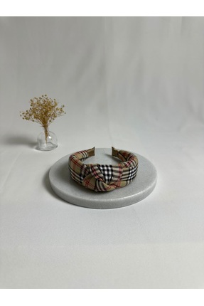 MegssStore Desenli Ekose Düğümlü Taç Saç Bandı