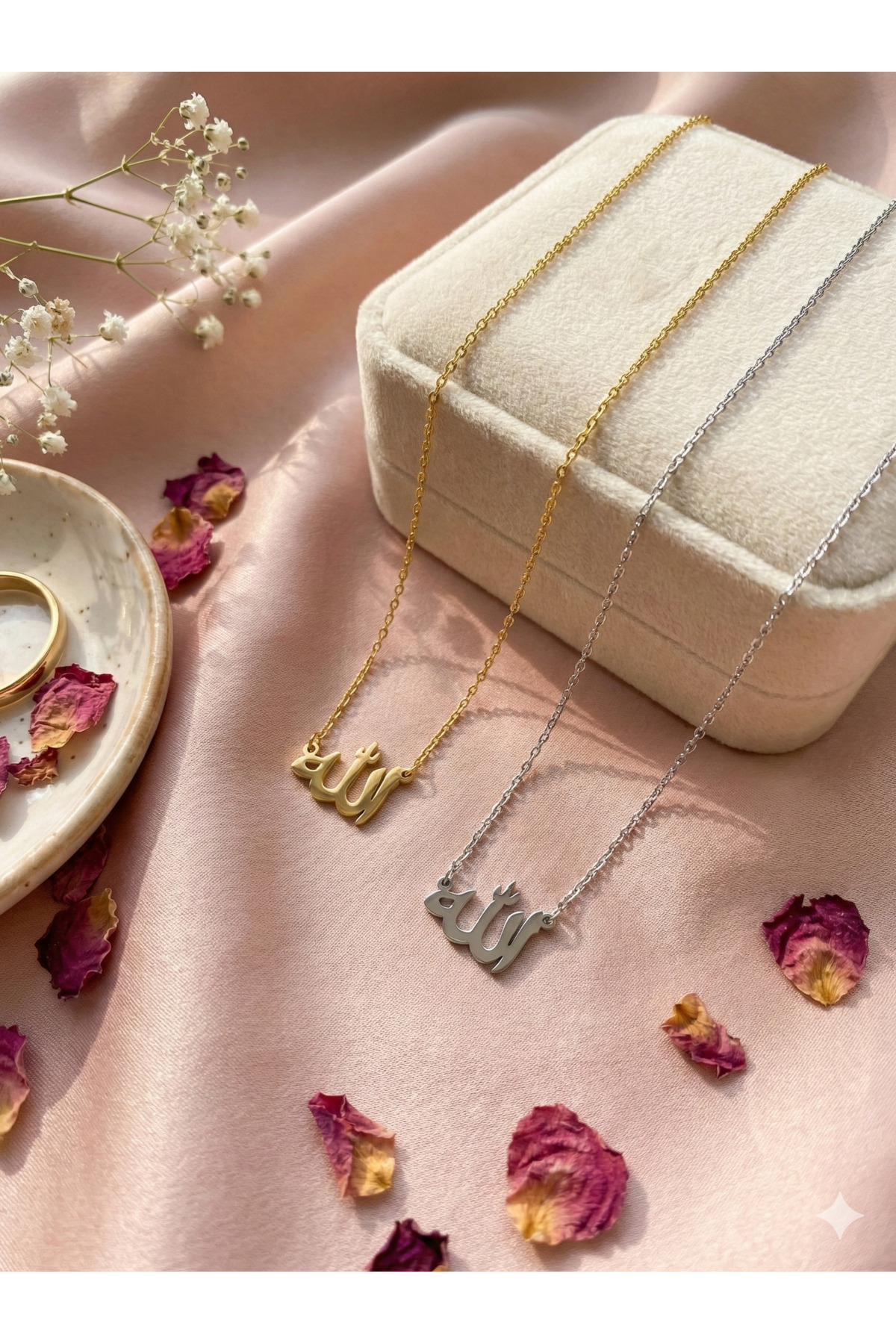 neshely jewelry 925 Ayar Gümüş Charmlı (Kolye Ucu) Allah Yazılı Gümüş Kolye görsel 5