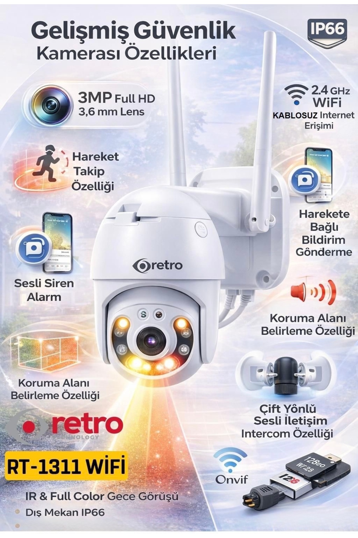 Retro RT-1311A-WF WİFİ SMART (3MP) PT KAMERA - Fiyatı, Yorumları