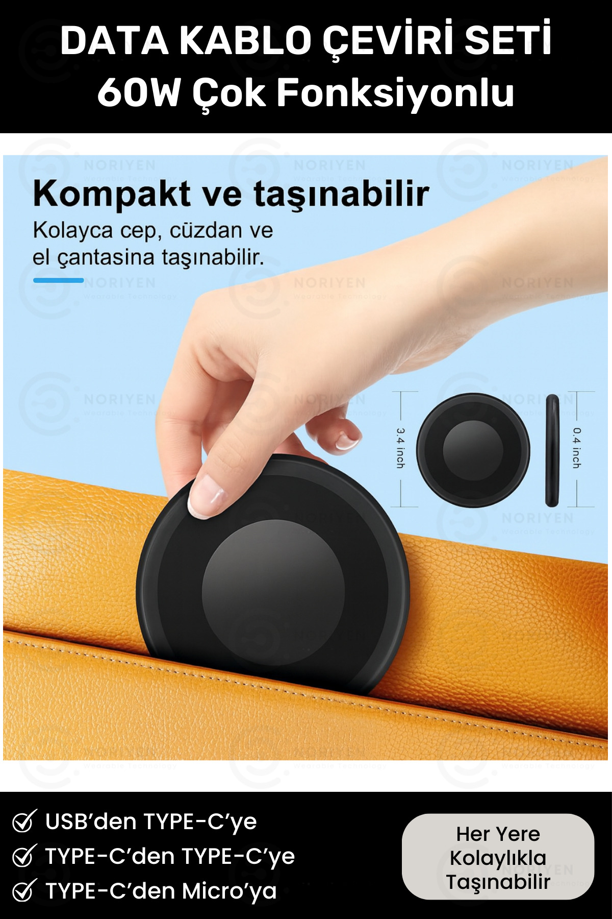 60W Çok Fonksiyonlu Hızlı Şarj Kablo Seti Saklama Kutulu