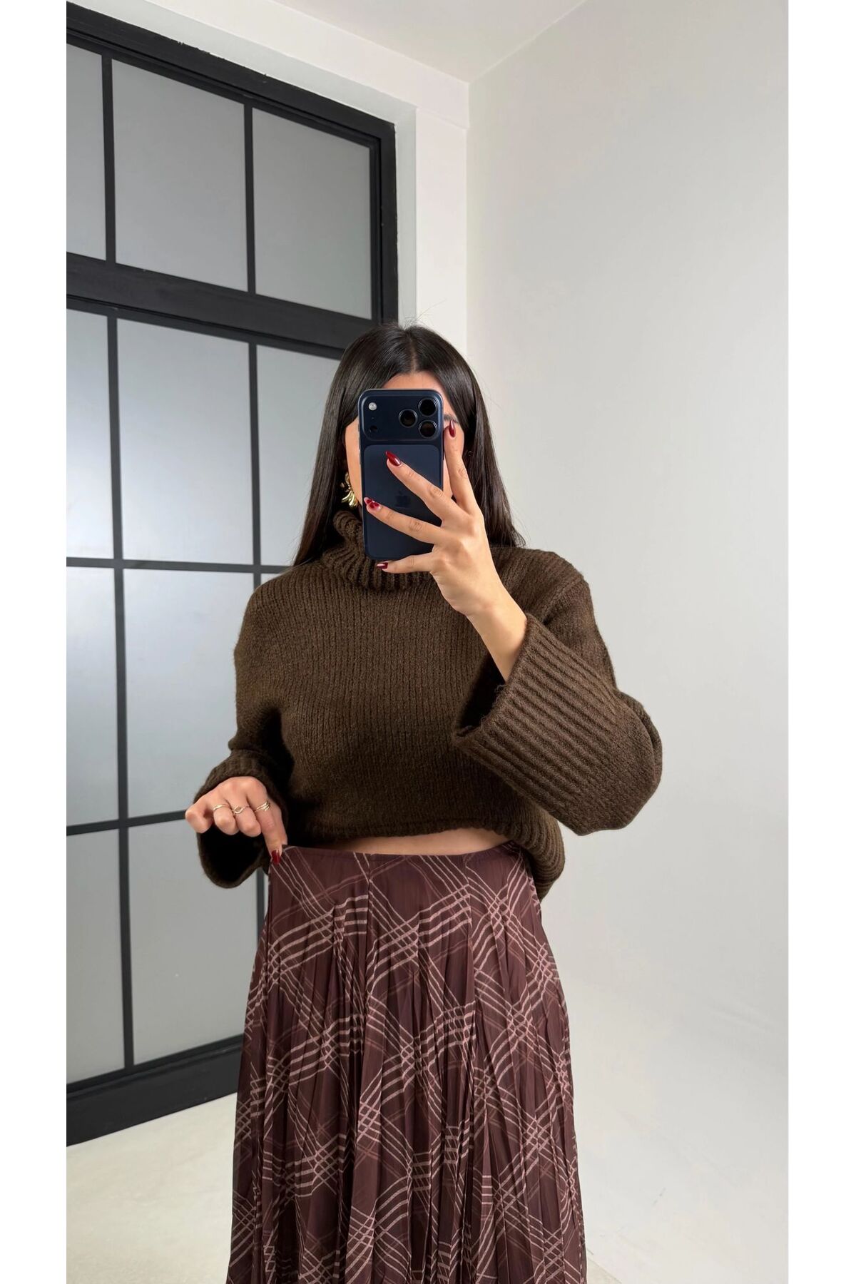 Look Kadıköy  Asimetrik Ekose Desenli Tül Etek - Görsel 4