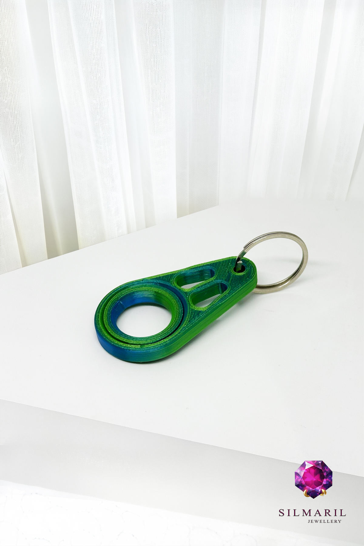Fidget Spinner Yeşil Geçişli Anahtarlık Dönen Tasarım Rulmanlı 3D Baskı Anahtar Aksesuarı Hediyelik — Silmaril Store — Anahtarlık (3)