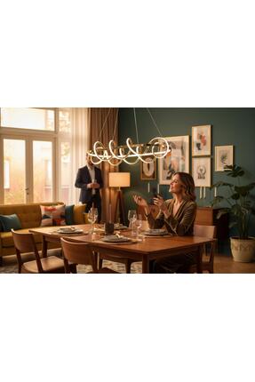 RETRO STYLE YEMEK MASASI GOLD LED AVİZE 3 RENK