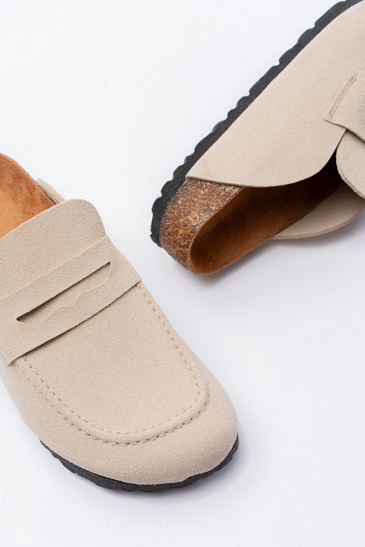SBronze Bej Unisex Loafer Ayakkabı Mantar Tabana Terlik görsel 5