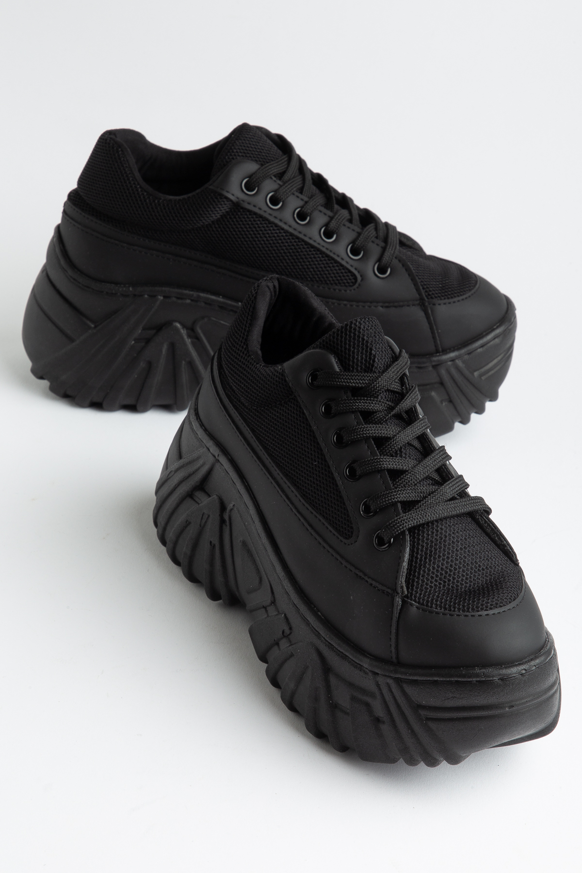 Atlas Women's Black Platform High Sole Sports Shoes