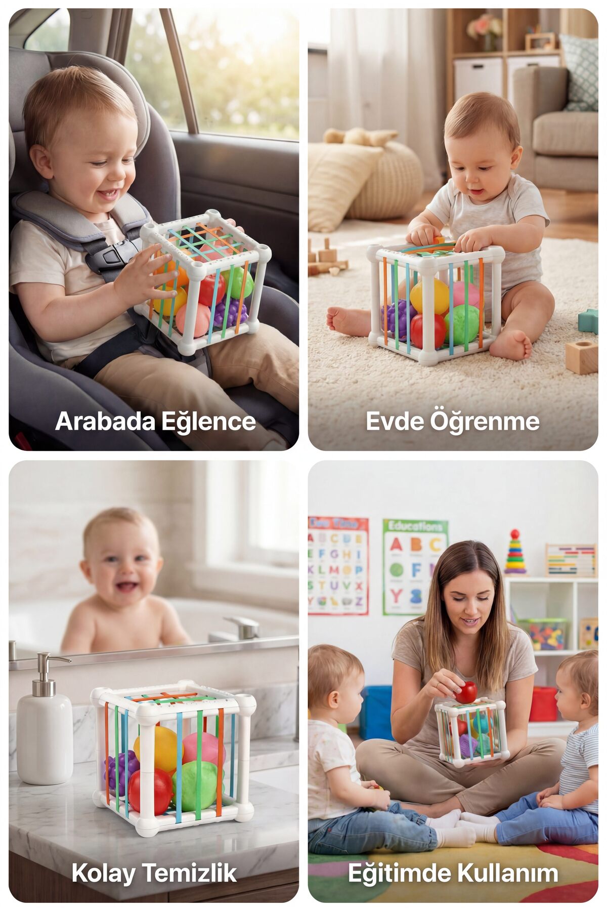BBSKY Montessori Meyve Tanıma ve Zeka Geliştirici Duyusal Küp-Bebek Aktivite Oyuncağı, İnce Motor Gelişimi fotoğrafı 7 (önizleme)