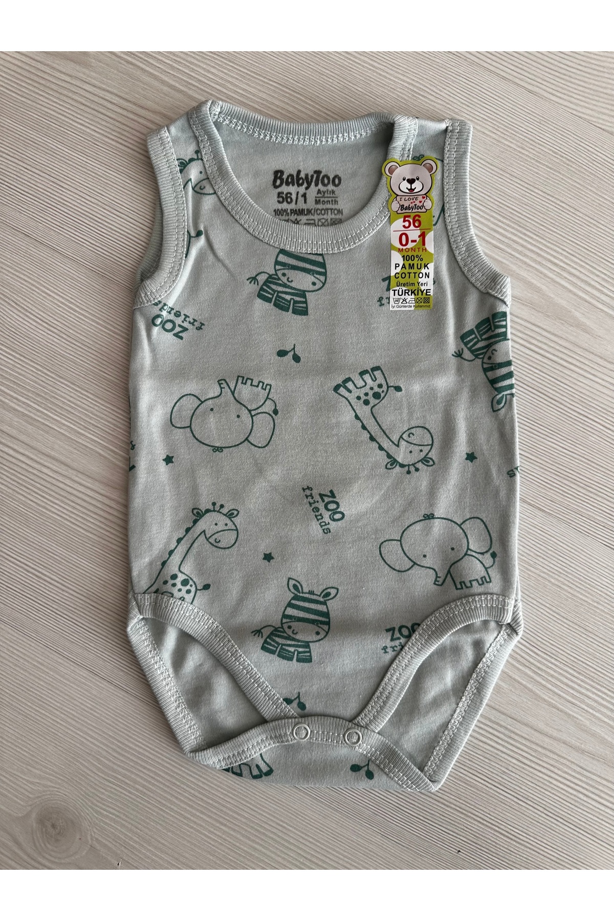 Babytoo sıfır kol zoo baskılı 3Lü bebek badi seti fotoğrafı 2 (önizleme)