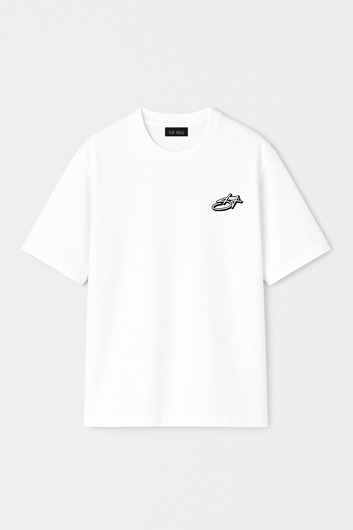 Unisex Stüssy Curved Baskılı Oversize %100 Pamuk Geniş Kesim Dokulu Bisiklet Yaka Beyaz Tişört