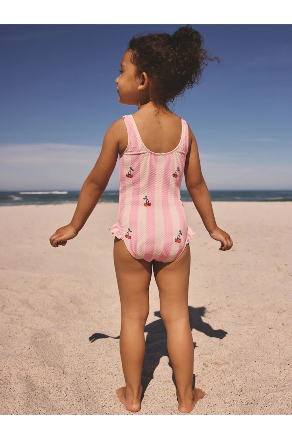 Next Baby Pembe Kiraz Çizgili Fırfırlı Paçalı Mayo fotoğrafı 2 (önizleme)