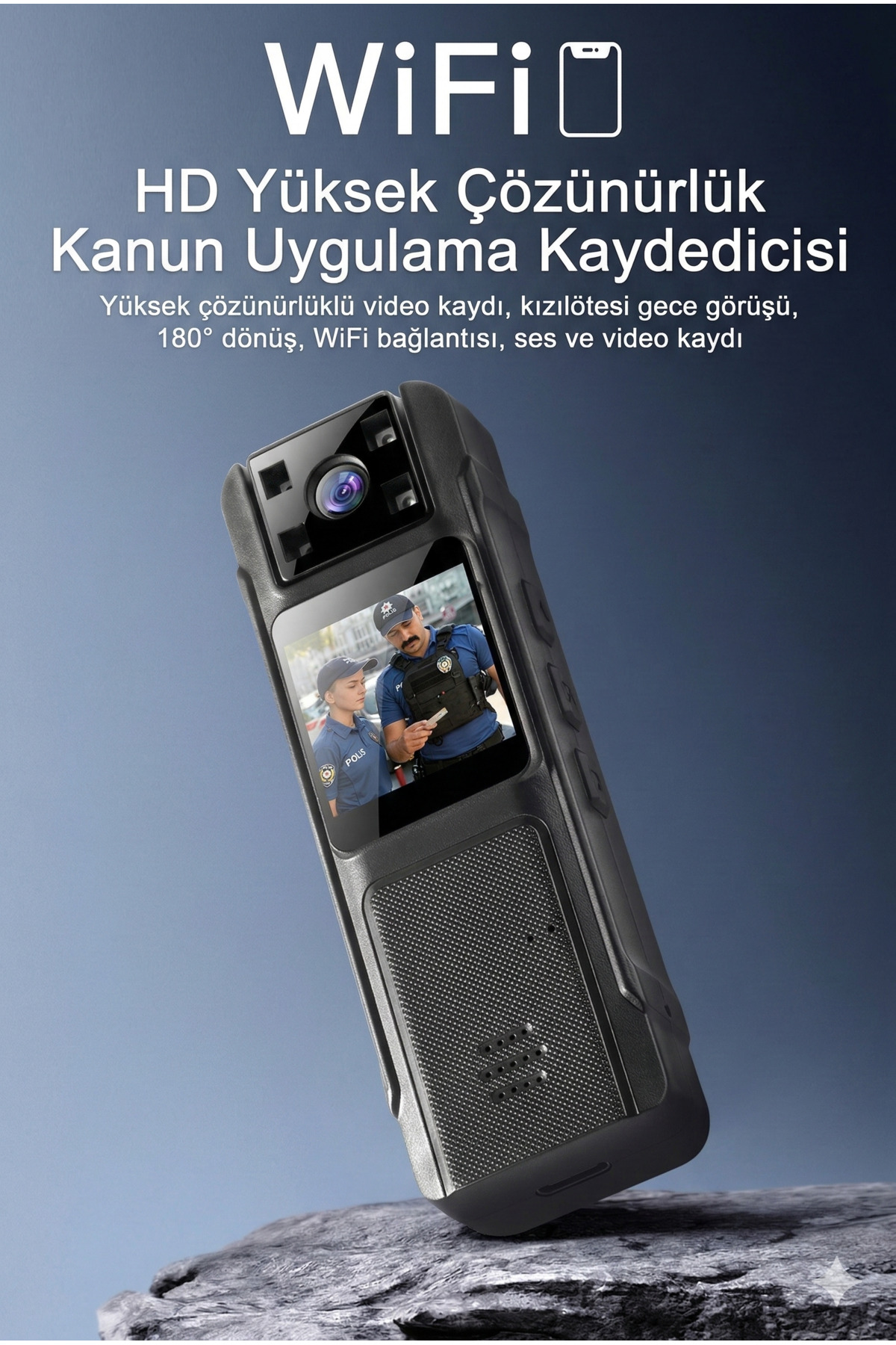 1080P Wifi Dijital Mini Aksiyon Gece Görüşlü Giyilebilir Kamera 180 Derece Döndürülebilir