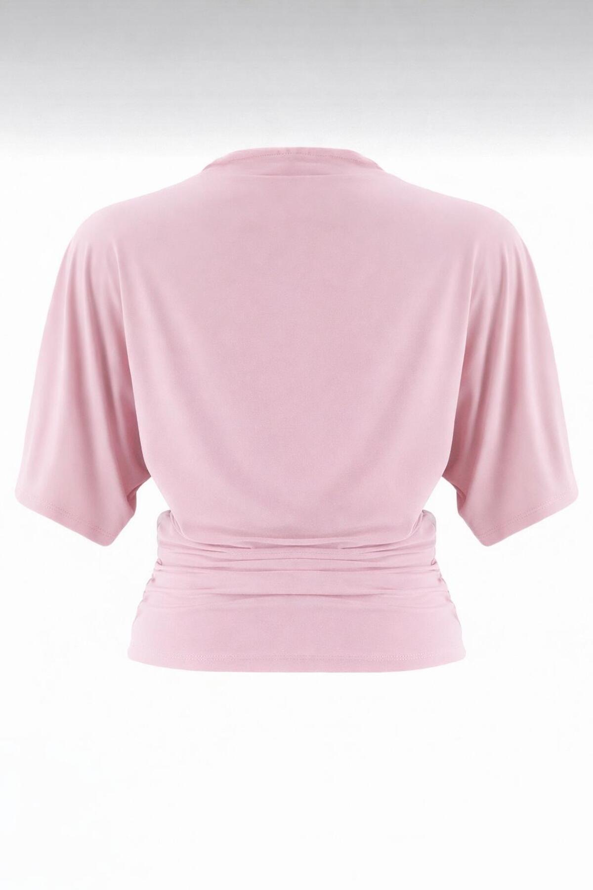 peri tower  Kadın Fitted/Vücuda Oturan Kayık Yaka Yarasa Kol Esnek Örme Bluz 0067 - Görsel 2