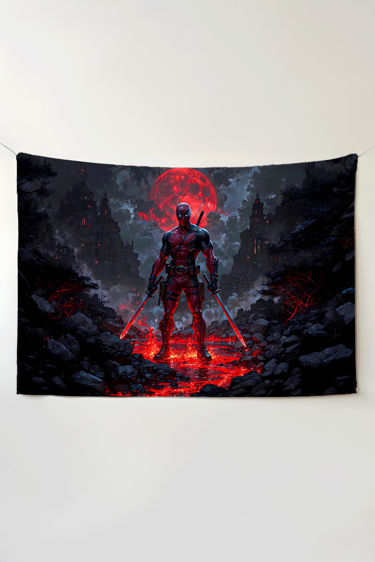Deadpool Horizontal Wallcovering โ Oversized Tapestry Tapestry Tapestry, Game Anime Film Room Decor