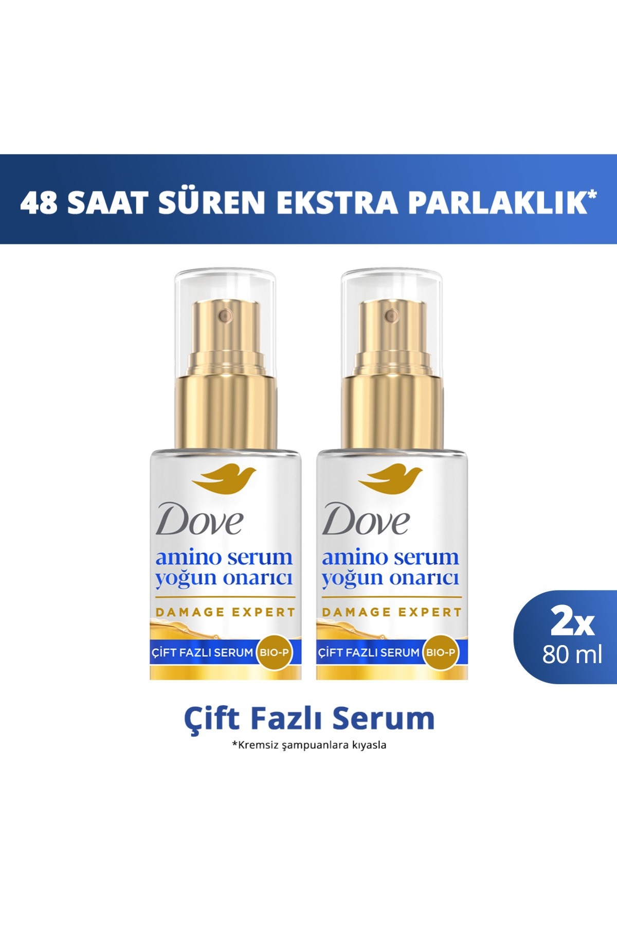 Dove Çift Fazlı Saç Serumu Amino Serum Yoğun Onarıcı 80 ml x2 — SET.UNİ.10913