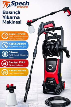 Spech Power 180 Bar Basınçlı Yıkama Makinesi Araç Ve Bahçe Temizleme Güçlü ve...