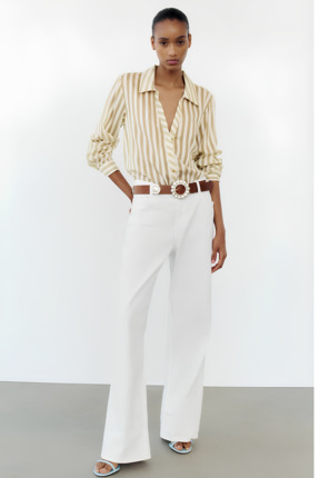 Yeva Çizgili Oversize Kadın Gömlek