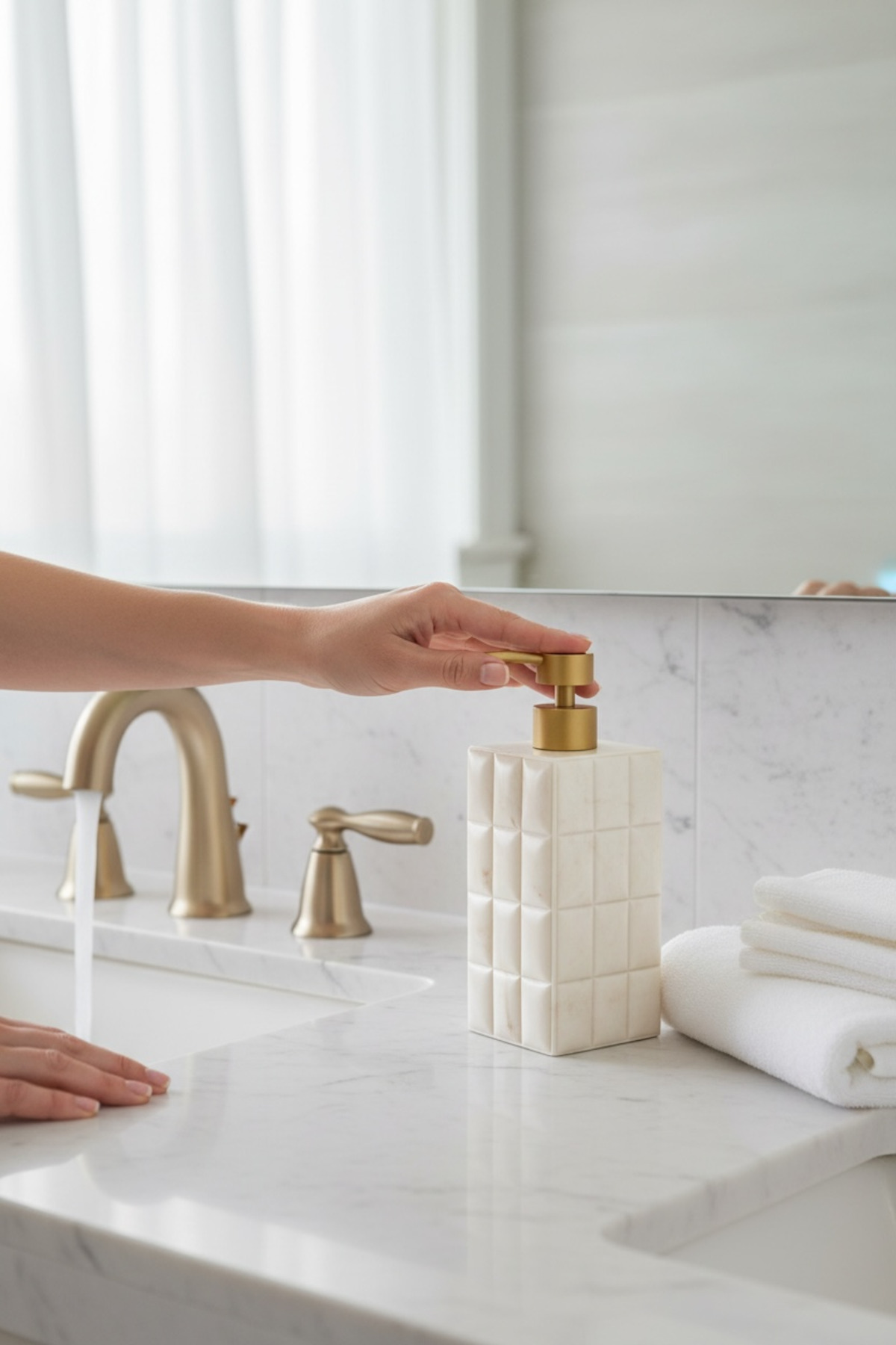 Ladurée 770 ml Mermer Kare Desenli Sıvı Sabunluk – Şık ve Modern Dispenser