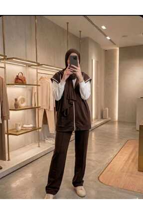 Azram Fashion KADIN TESETTÜR ÜÇLÜ TAKIM(TUNİK+YELEK+EŞOFMAN)