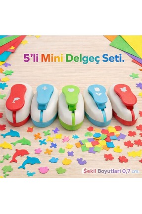 andelart 5 Parça Mini Figürlü Delgeç Seti - Okul ve Sanat Malzemesi