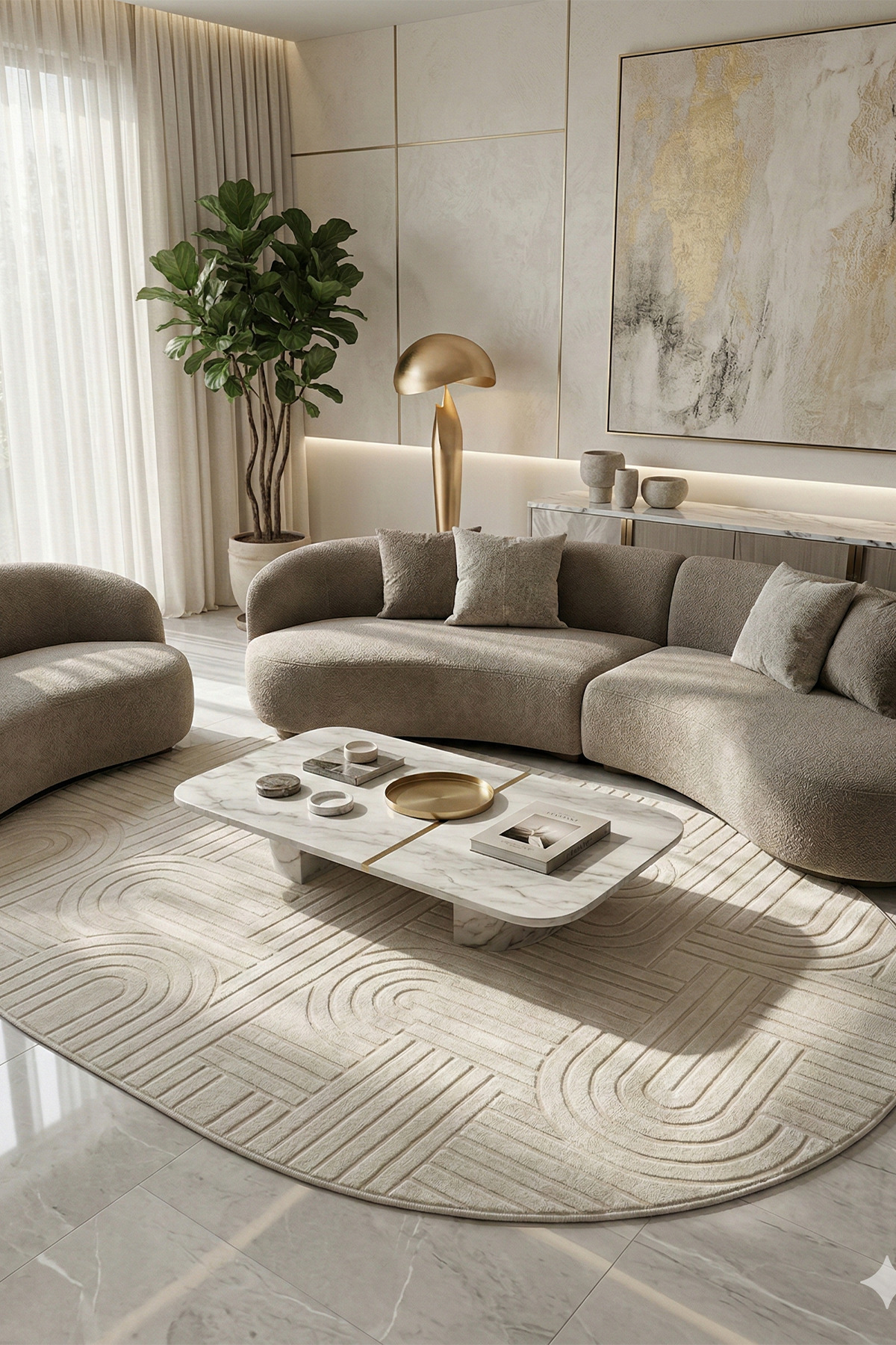 tropikal home Modern Oval Halı Bambu Dokulu Kaymaz Taban Yumuşak