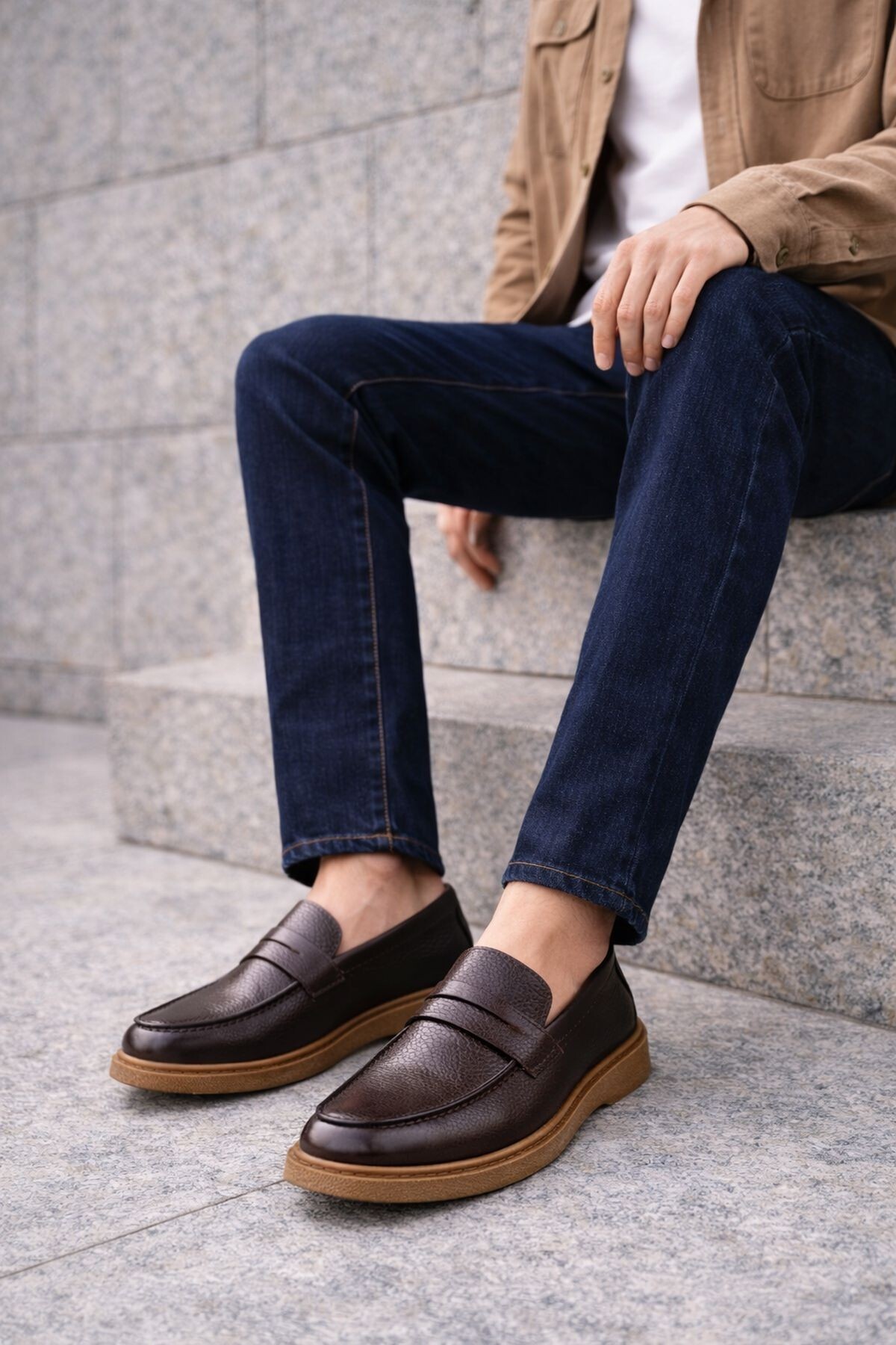 MUGGO PEDRO Hakiki Deri Bağcıksız Erkek Günlük Klasik Casual Ayakkabı görsel 7