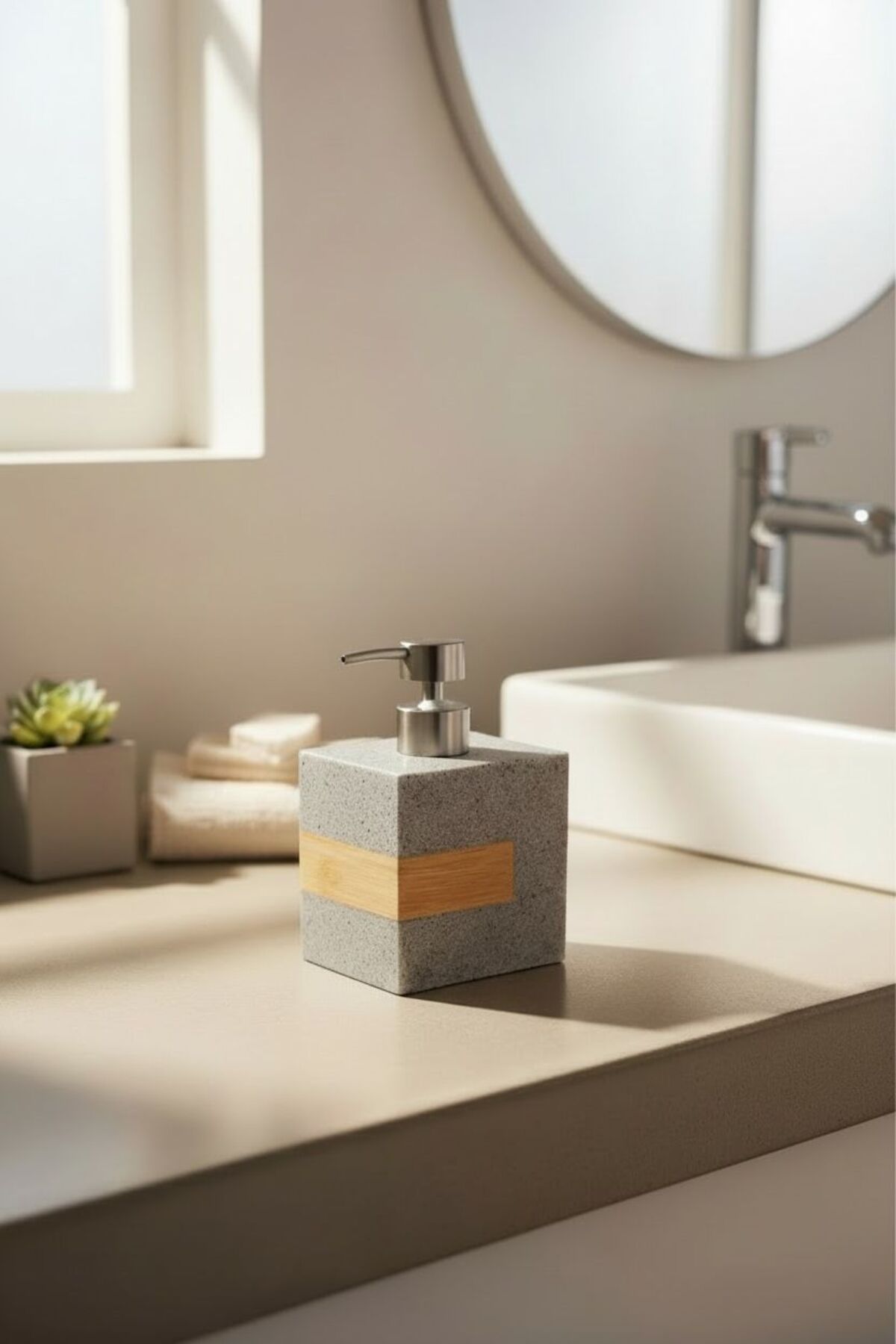 430 ml Mermer Görünümlü Sıvı Sabunluk – Banyo Mutfak Sabunluk Dispenseri - Dekoratif Sabunluk