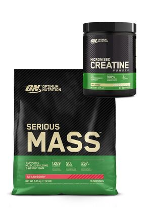 Optimum Nutrition Serious Mass Çilek Aromalı Gainer 5.45 kg Kreatin 317 g Kas...