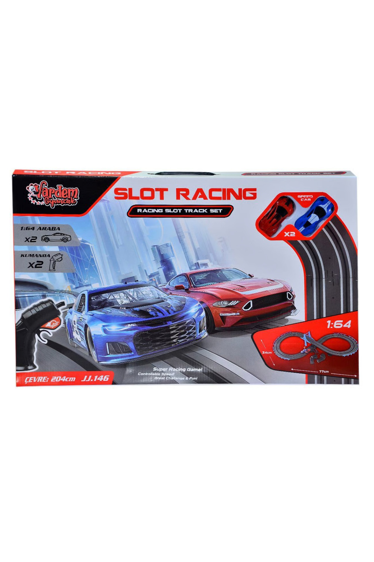 craftivio Slot Racing 2 Araçlı Yarış Seti - 204 cm Pist Uzunluğu - 1:64 Die-Cast Metal Arabalı Yarış Pisti fotoğrafı 6 (önizleme)