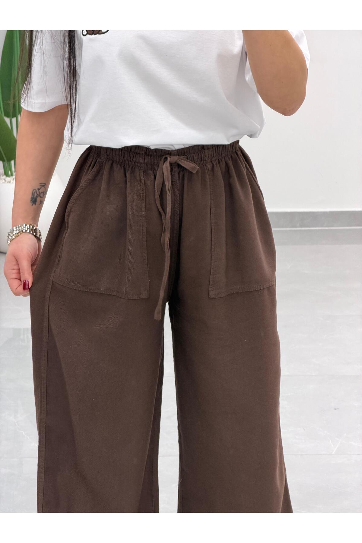 MARGA  Bol Paça Yüksek Bel Tensel Palazzo Pantolon - Görsel 5