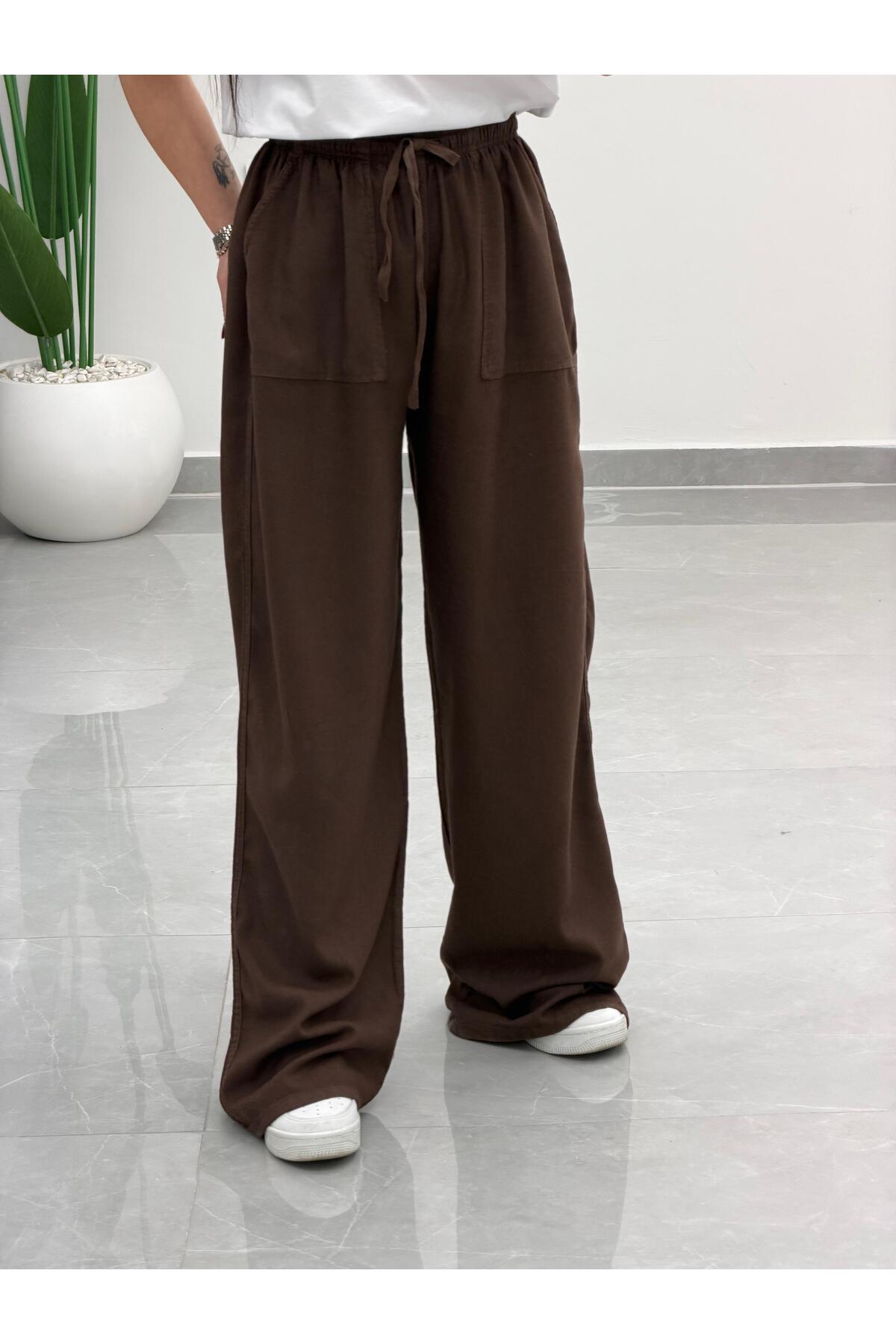 MARGA  Bol Paça Yüksek Bel Tensel Palazzo Pantolon - Görsel 4