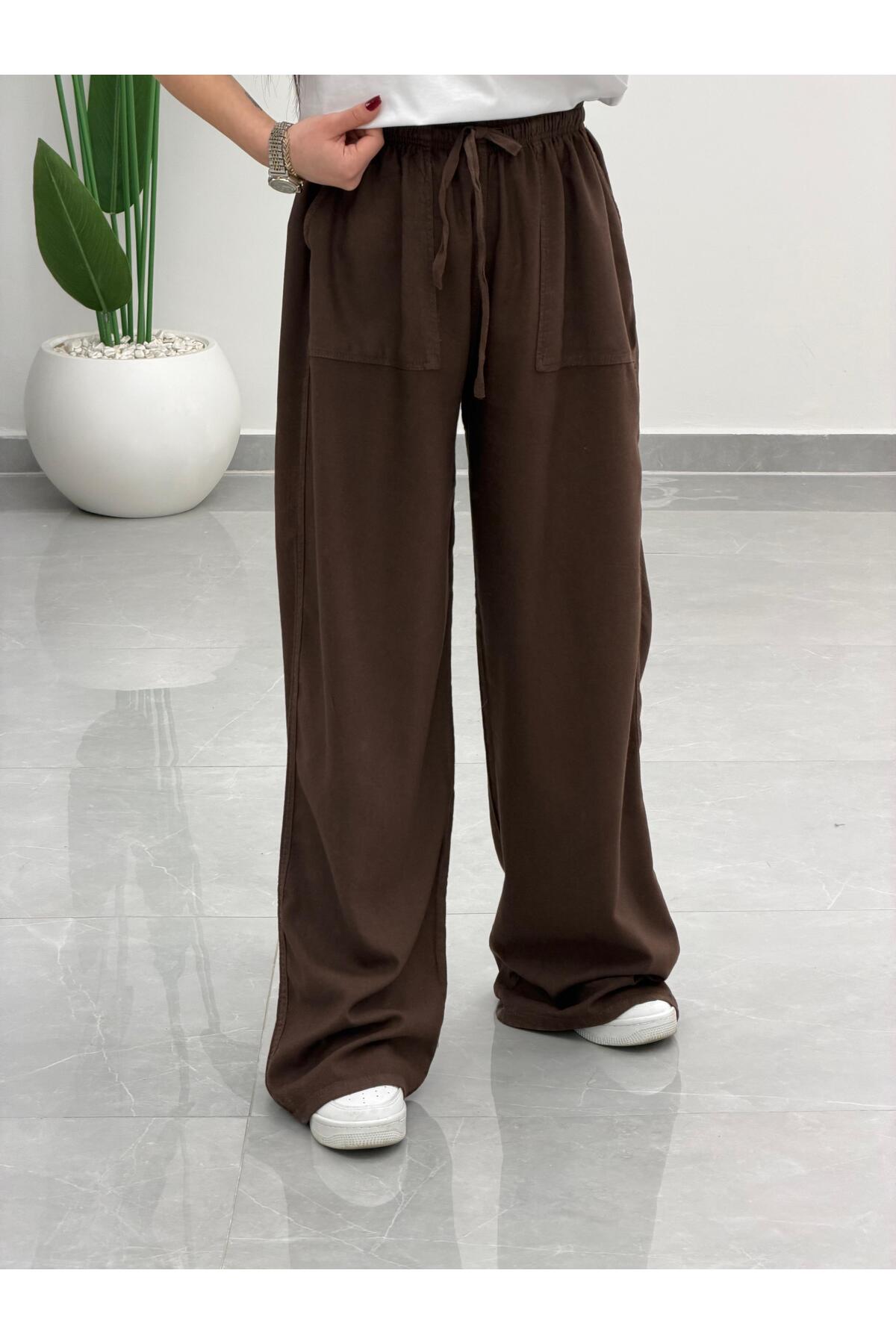 MARGA  Bol Paça Yüksek Bel Tensel Palazzo Pantolon - Görsel 3