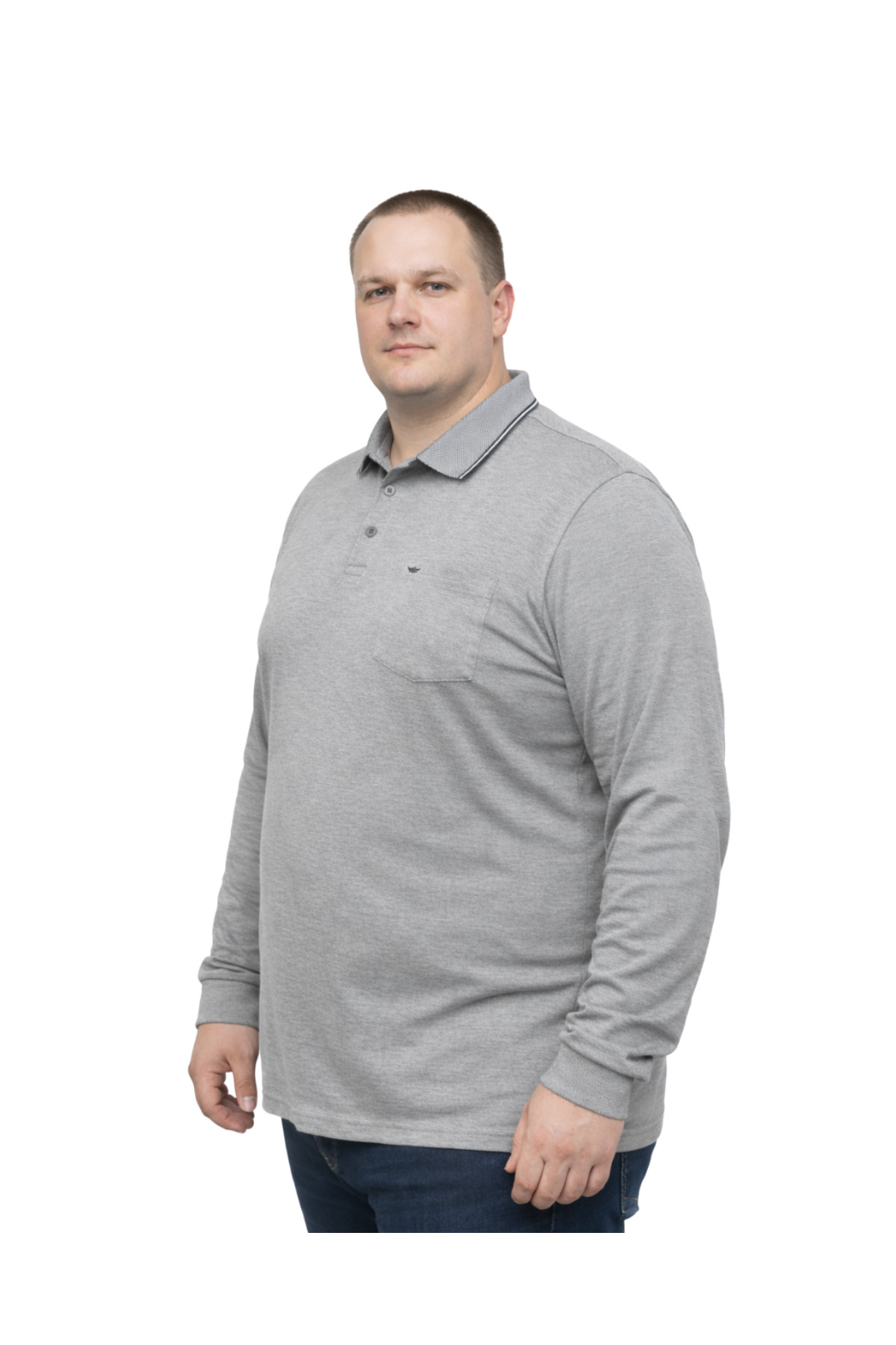 BattalModa Erkek Büyük Beden Melanj Füme Polo Yaka Pike Tişört 3XL-4XL-5XL-6XL-7XL-8XL görsel 2