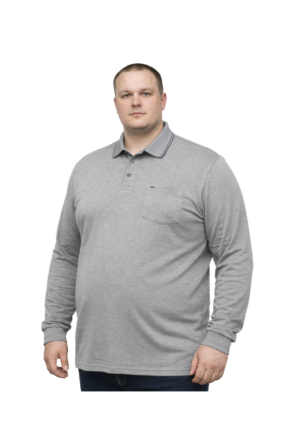 BattalModa Erkek Büyük Beden Melanj Füme Polo Yaka Pike Tişört 3XL-4XL-5XL-6XL-7XL-8XL
