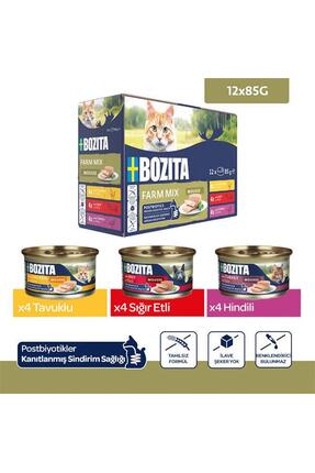 Bozita Tahılsız Tavuklu, Sığır Etli ve Hindili Tahılsız Kedi Konservesi 12x85 gr